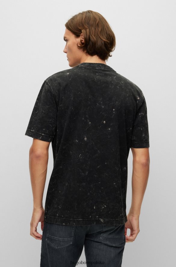 Hugo Boss Czarna koszulka Hugo o swobodnym kroju z bawełnianego dżerseju ze śniegiem czarny R0X0H63799