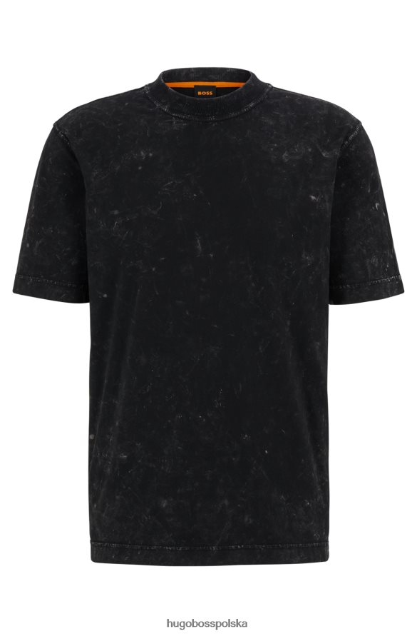 Hugo Boss Czarna koszulka Hugo o swobodnym kroju z bawełnianego dżerseju ze śniegiem czarny R0X0H63799