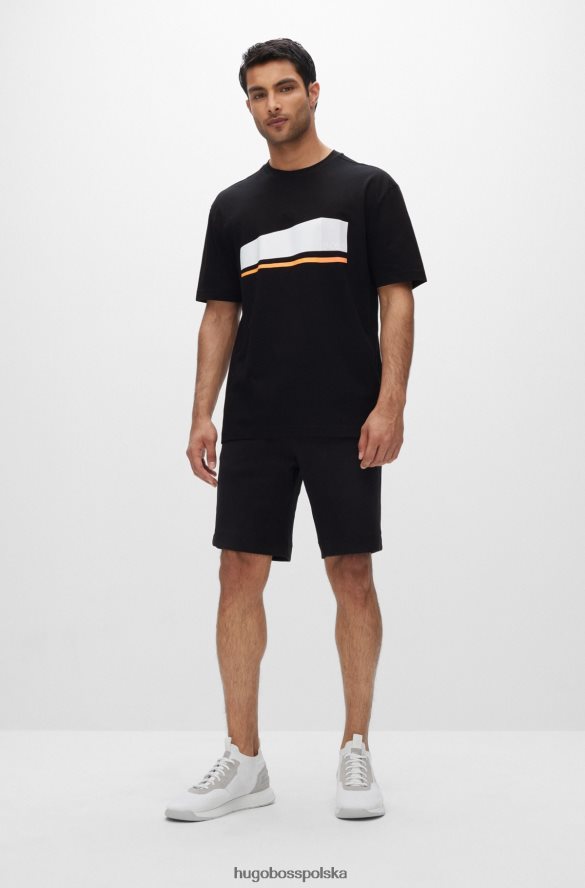 Hugo Boss Czarna koszulka Hugo o swobodnym kroju z bawełny organicznej z grafiką z logo czarny R0X0H62622