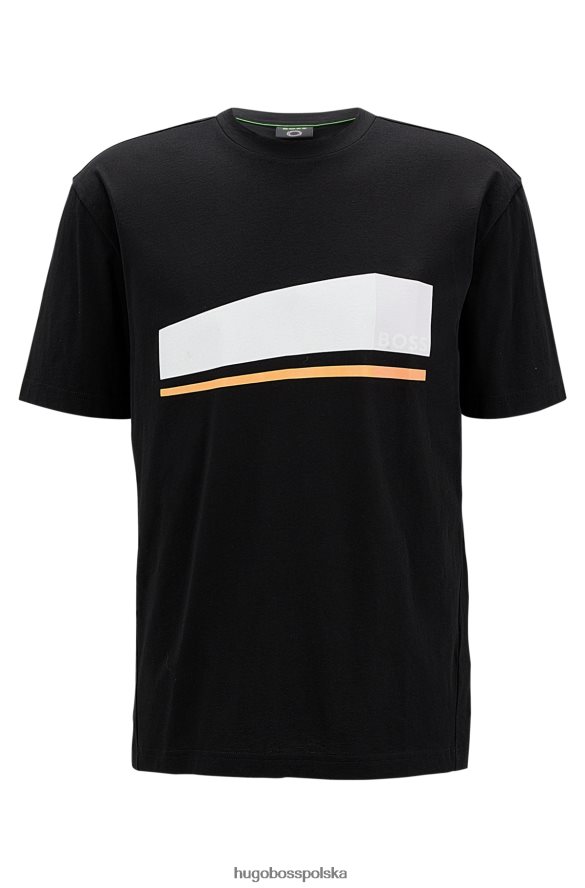 Hugo Boss Czarna koszulka Hugo o swobodnym kroju z bawełny organicznej z grafiką z logo czarny R0X0H62622