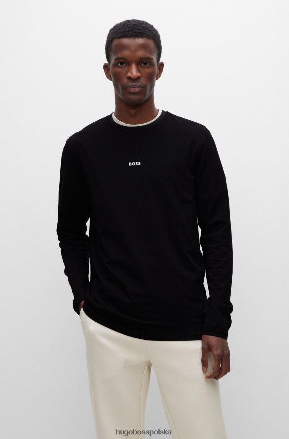 Hugo Boss Czarna koszulka Hugo z elastycznej bawełny o regularnym kroju z kontrastowym logo czarny R0X0H62869