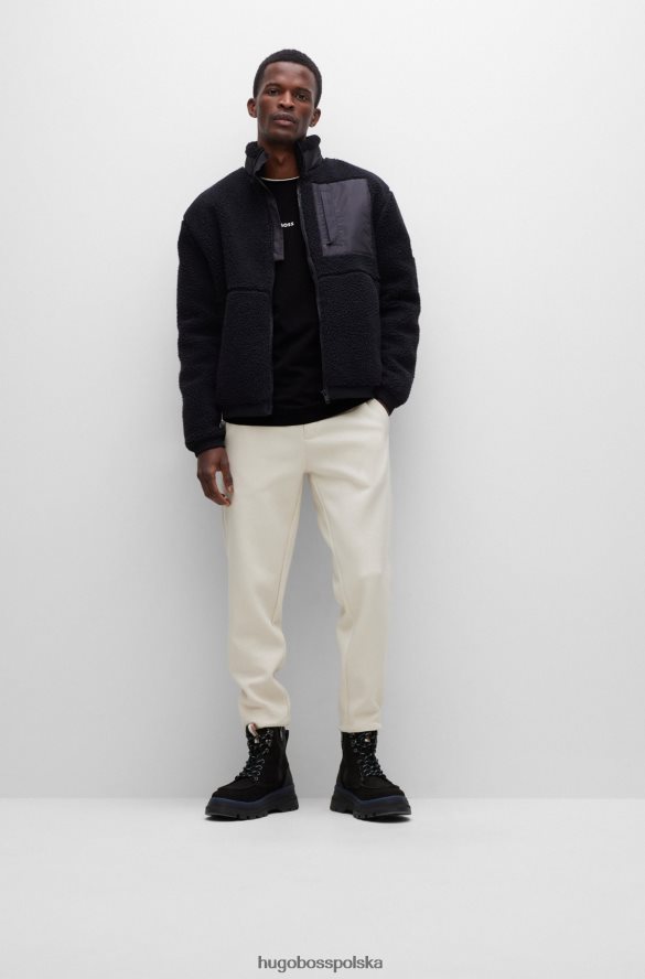 Hugo Boss Czarna koszulka Hugo z elastycznej bawełny o regularnym kroju z kontrastowym logo czarny R0X0H62869