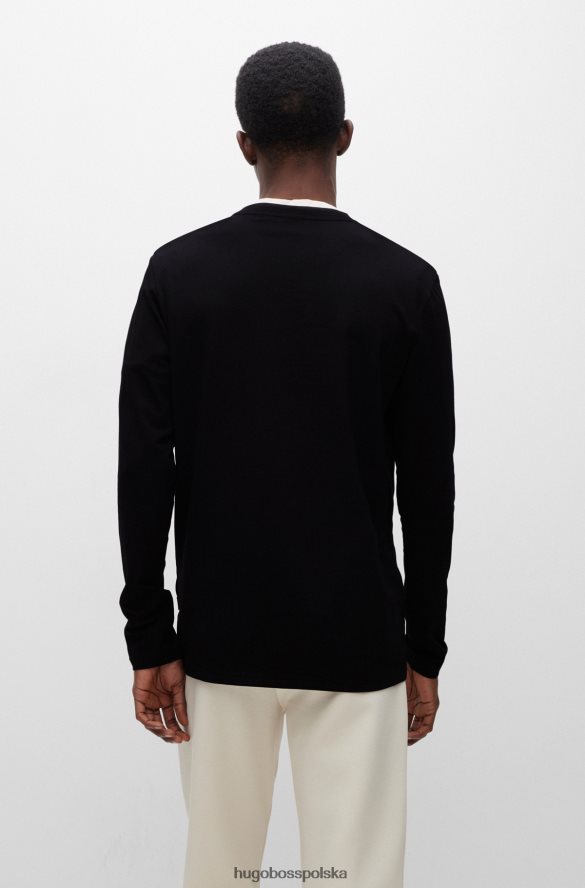Hugo Boss Czarna koszulka Hugo z elastycznej bawełny o regularnym kroju z kontrastowym logo czarny R0X0H62869