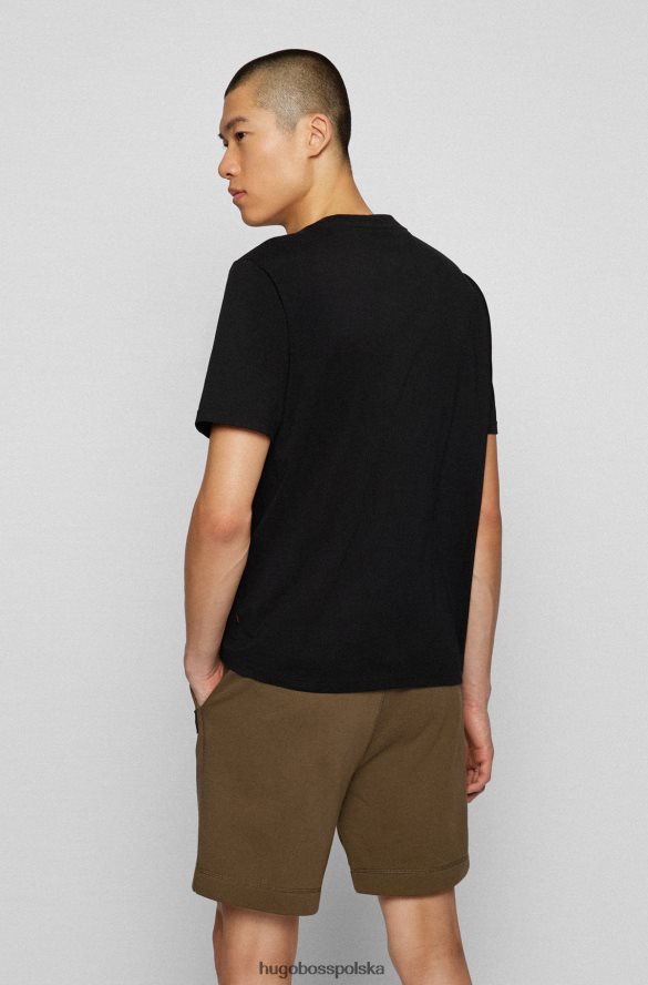 Hugo Boss Czarna koszulka hugo o swobodnym kroju z bawełnianego dżerseju z potrójnym logo czarny R0X0H62676