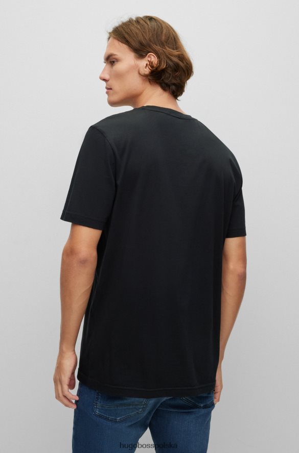 Hugo Boss Czarna koszulka hugo z bawełny pima o regularnym kroju i nadrukiem czarny R0X0H62796