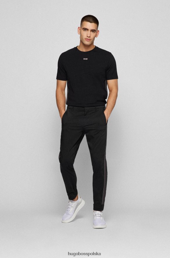 Hugo Boss Czarna koszulka hugo z elastycznej bawełny z wielobarwnym logo czarny R0X0H63441