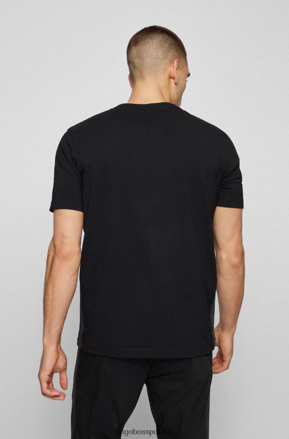 Hugo Boss Czarna koszulka hugo z elastycznej bawełny z wielobarwnym logo czarny R0X0H63441