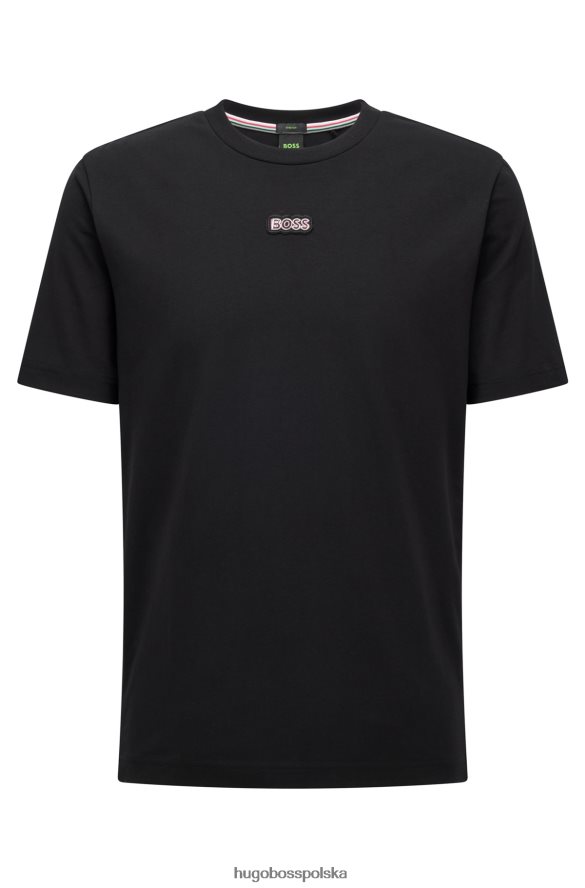 Hugo Boss Czarna koszulka hugo z elastycznej bawełny z wielobarwnym logo czarny R0X0H63441