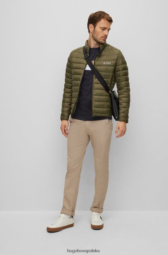 Hugo Boss Czarna koszulka hugo z merceryzowanej bawełny z charakterystycznym paskiem z siateczki czarny R0X0H63044
