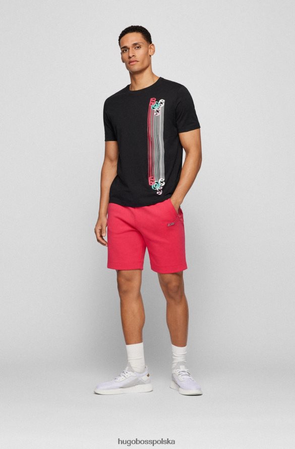 Hugo Boss Czarna koszulka z bawełnianego jerseyu Hugo o regularnym kroju z grafiką z logo czarny R0X0H64095