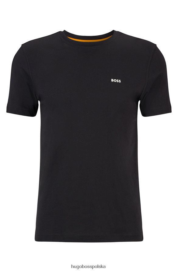 Hugo Boss Czarna koszulka z bawełnianego jerseyu hugo z grafiką i brandingiem czarny R0X0H63153