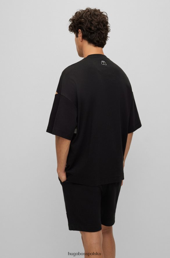 Hugo Boss Czarna koszulka z bawełny organicznej z motywem Union Jack i taksówką Hugo czarny R0X0H63667