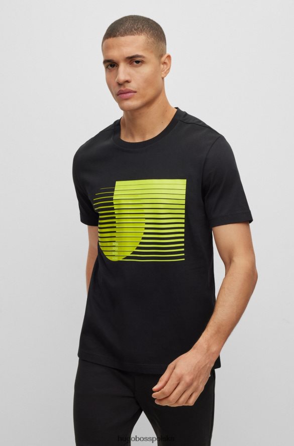 Hugo Boss Czarny T-shirt Hugo z bawełnianym dżersejem i okrągłym dekoltem z sezonowymi grafikami czarny R0X0H63266