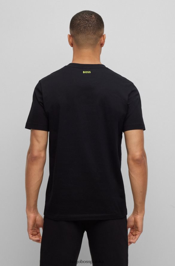 Hugo Boss Czarny T-shirt Hugo z bawełnianym dżersejem i okrągłym dekoltem z sezonowymi grafikami czarny R0X0H63266