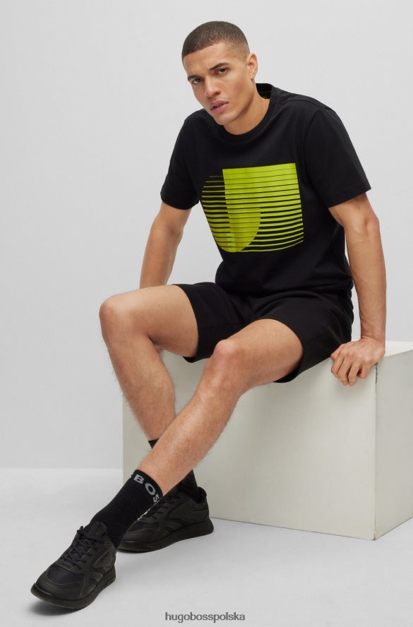 Hugo Boss Czarny T-shirt Hugo z bawełnianym dżersejem i okrągłym dekoltem z sezonowymi grafikami czarny R0X0H63266