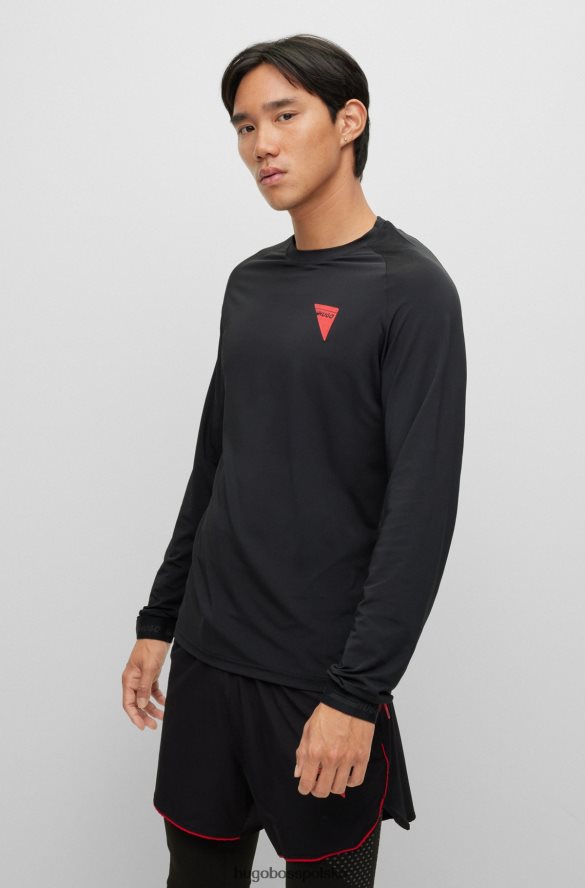 Hugo Boss Czarny T-shirt hugo o dopasowanym kroju z elastycznej siateczki i logo kapsuły czarny R0X0H63424