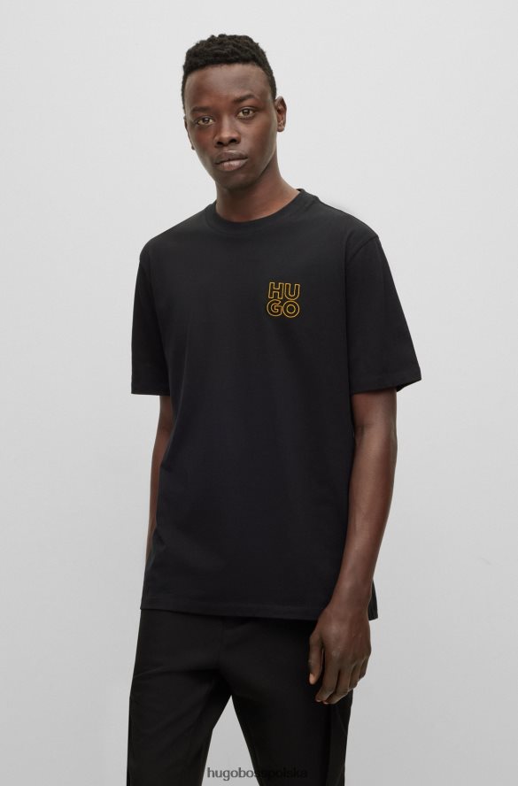 Hugo Boss Czarny T-shirt hugo z bawełny organicznej z okrągłym dekoltem i logo czarny R0X0H64276