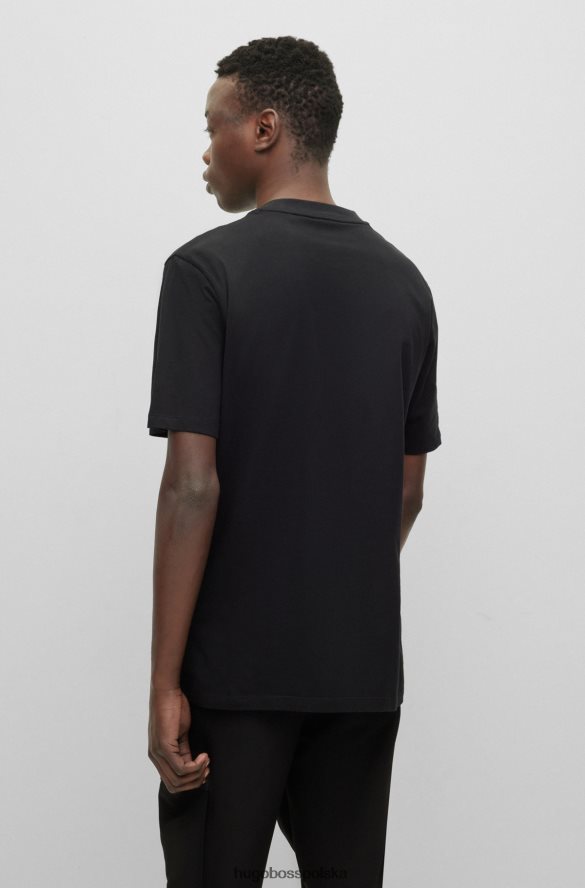 Hugo Boss Czarny T-shirt hugo z bawełny organicznej z okrągłym dekoltem i logo czarny R0X0H64276