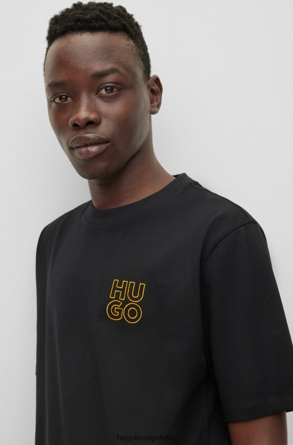 Hugo Boss Czarny T-shirt hugo z bawełny organicznej z okrągłym dekoltem i logo czarny R0X0H64276