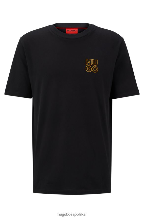Hugo Boss Czarny T-shirt hugo z bawełny organicznej z okrągłym dekoltem i logo czarny R0X0H64276
