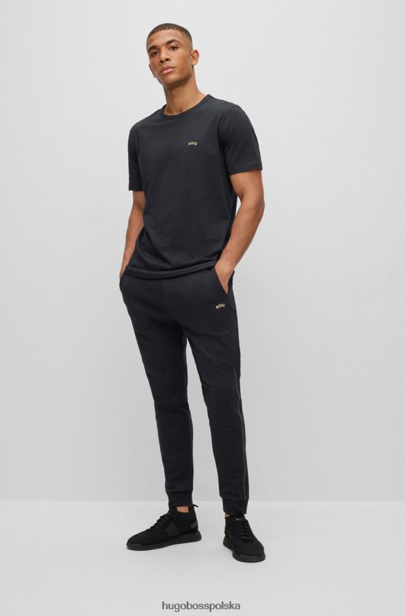 Hugo Boss Czarny T-shirt z okrągłym dekoltem z bawełny organicznej z zakrzywionym logo hugo czarny R0X0H62001