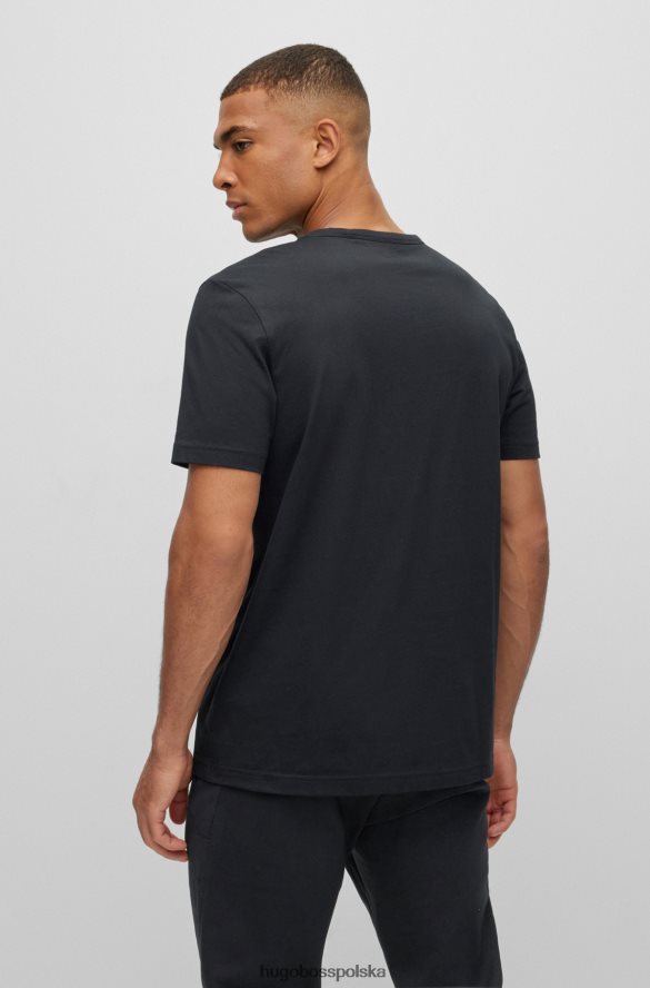 Hugo Boss Czarny T-shirt z okrągłym dekoltem z bawełny organicznej z zakrzywionym logo hugo czarny R0X0H62001