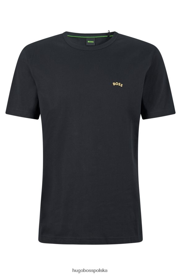 Hugo Boss Czarny T-shirt z okrągłym dekoltem z bawełny organicznej z zakrzywionym logo hugo czarny R0X0H62001