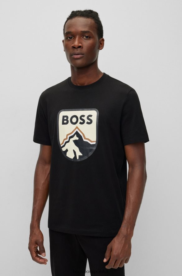 Hugo Boss Czarny, bawełniany t-shirt hugo z nadrukiem logo czarny R0X0H61696