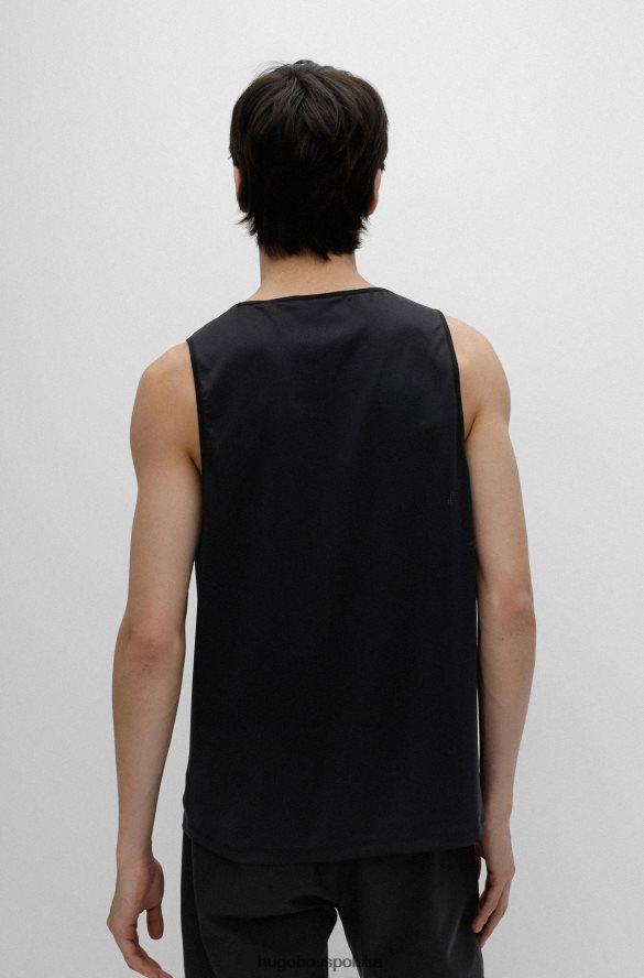 Hugo Boss Czarny podkoszulek hugo z elastycznej siateczki i ozdobnym odblaskowym logo czarny R0X0H64269
