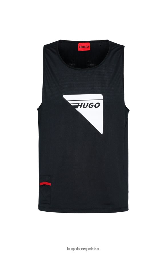 Hugo Boss Czarny podkoszulek hugo z elastycznej siateczki i ozdobnym odblaskowym logo czarny R0X0H64269