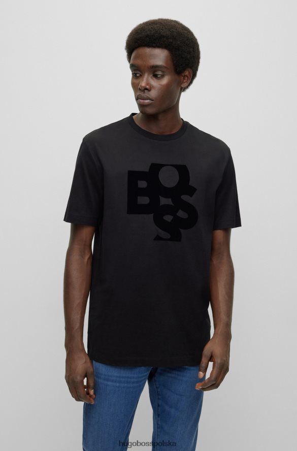 Hugo Boss Czarny t-shirt hugo z nadrukiem logo, wykonany z merceryzowanej bawełny czarny R0X0H62422