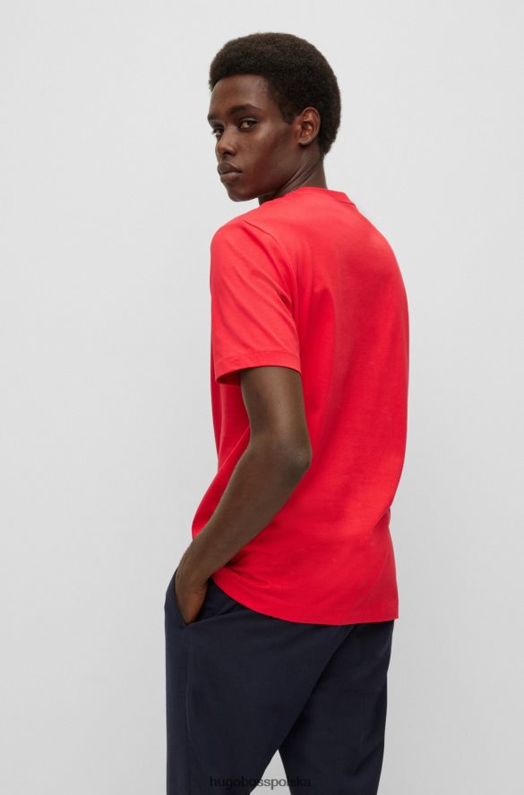 Hugo Boss Czerwony T-shirt z logo Hugo o regularnym kroju, wykonany z bawełnianego dżerseju czerwony R0X0H62243
