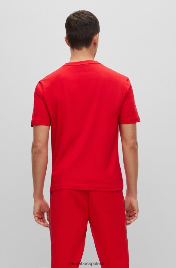 Hugo Boss Czerwony, bawełniany t-shirt hugo z logo i grafiką ze strasu czerwony R0X0H62936
