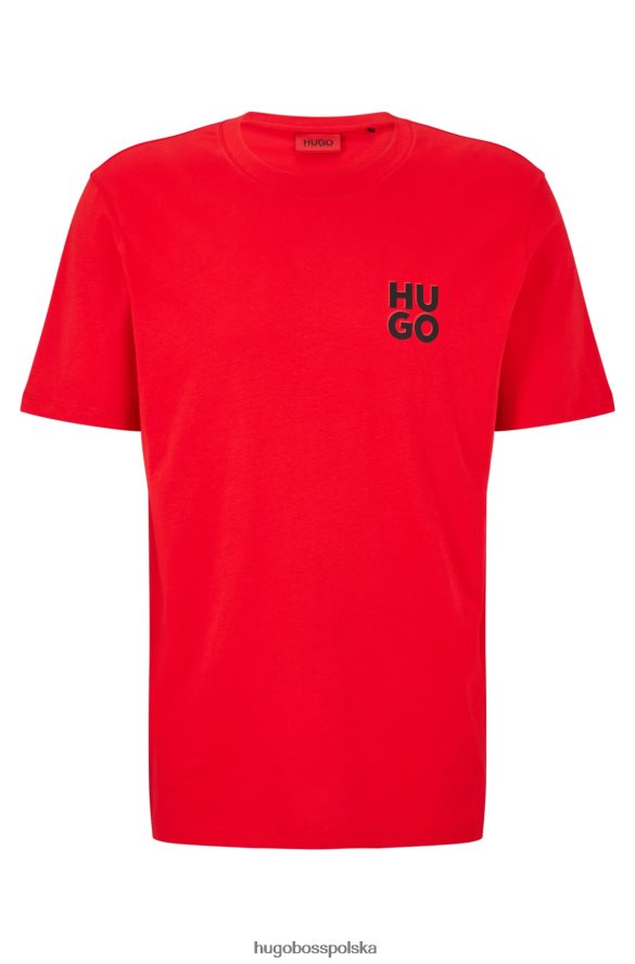 Hugo Boss Czerwony, bawełniany t-shirt hugo z nadrukiem logo czerwony R0X0H61660
