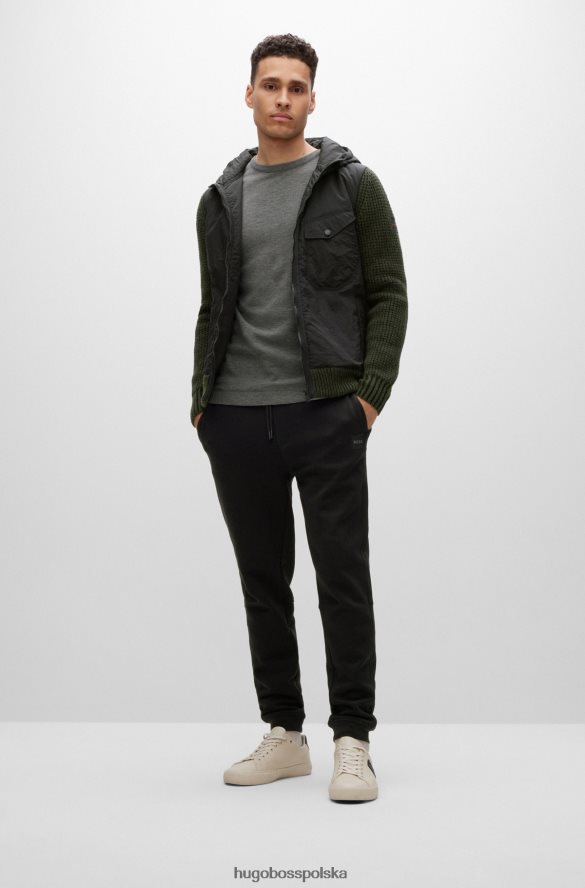 Hugo Boss Hugo Jasnoszary, dopasowany t-shirt z długim rękawem, wykonany z waflowej bawełny jasnoszary R0X0H6979