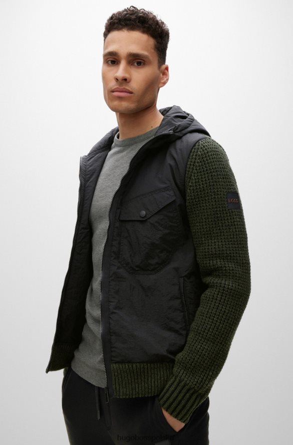 Hugo Boss Hugo Jasnoszary, dopasowany t-shirt z długim rękawem, wykonany z waflowej bawełny jasnoszary R0X0H6979