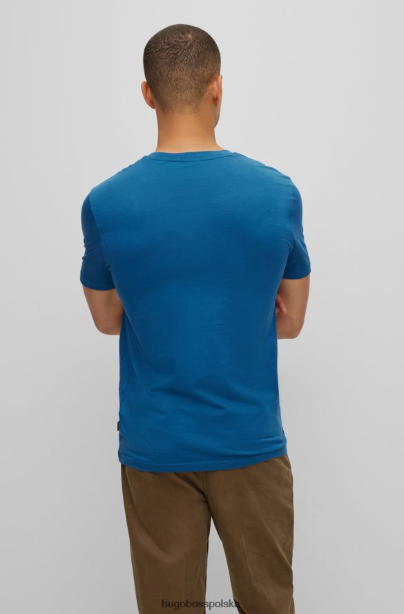 Hugo Boss Hugo Pima – bawełniana koszulka o regularnym kroju z kolorową grafiką w kolorze niebieskim niebieski R0X0H62602
