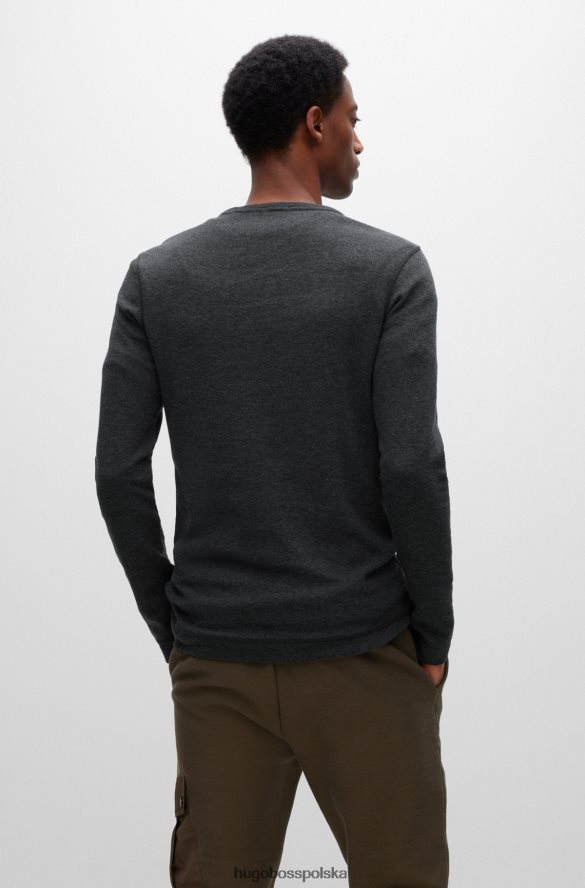 Hugo Boss Hugo – T-shirt o dopasowanym kroju z długim rękawem, wykonany z czarnej bawełny o waflowym kolorze czarny R0X0H6980