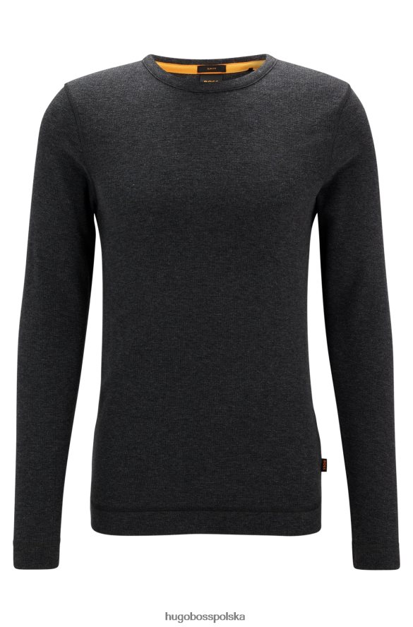 Hugo Boss Hugo – T-shirt o dopasowanym kroju z długim rękawem, wykonany z czarnej bawełny o waflowym kolorze czarny R0X0H6980