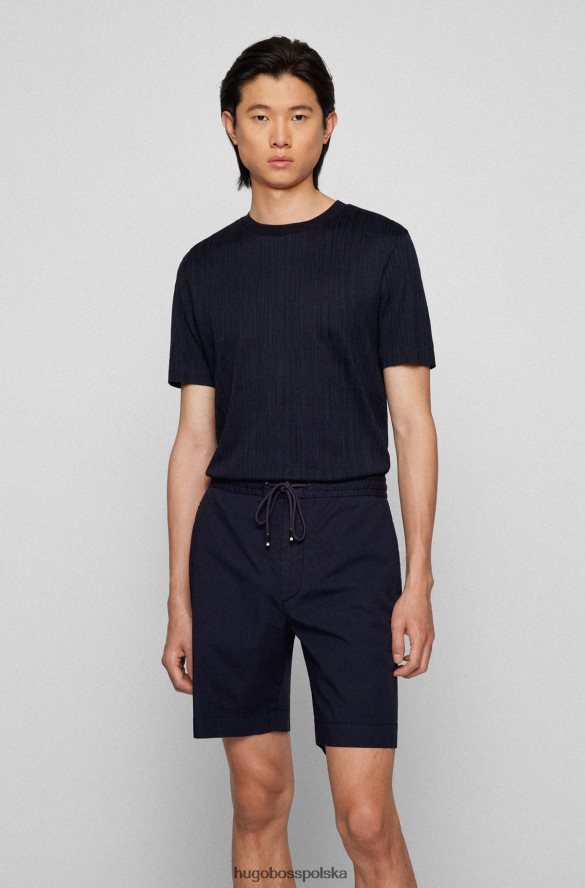 Hugo Boss Hugo T-shirt o dopasowanym kroju z dwukolorowego jedwabiu i bawełny w kolorze ciemnoniebieskim ciemny niebieski R0X0H63664