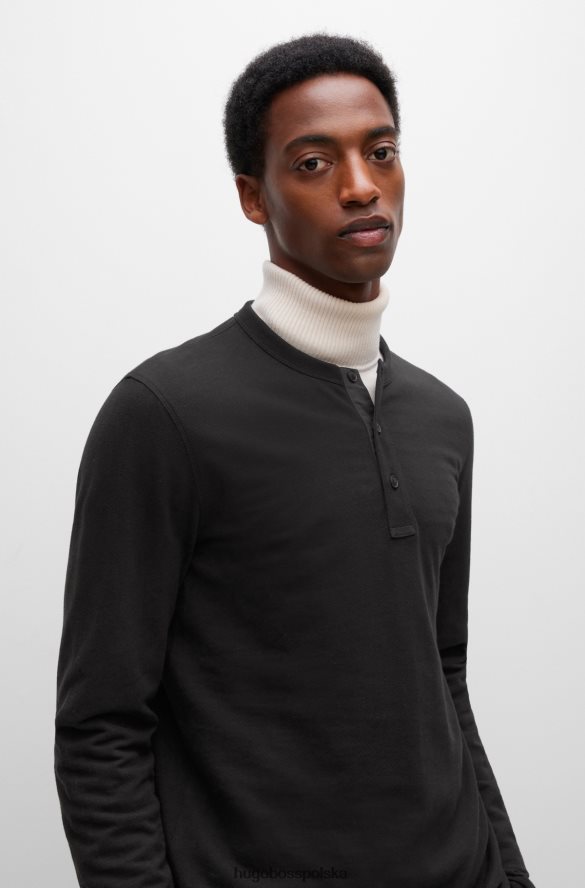 Hugo Boss Hugo T-shirt o regularnym kroju z dekoltem w kształcie henleya, z bawełnianego dżerseju w kolorze czarnym czarny R0X0H62356