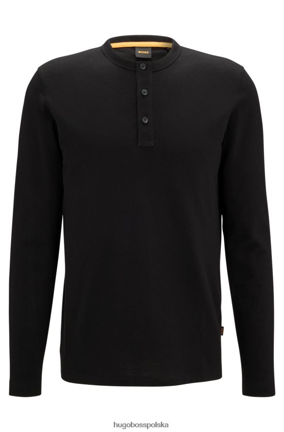 Hugo Boss Hugo T-shirt o regularnym kroju z dekoltem w kształcie henleya, z bawełnianego dżerseju w kolorze czarnym czarny R0X0H62356