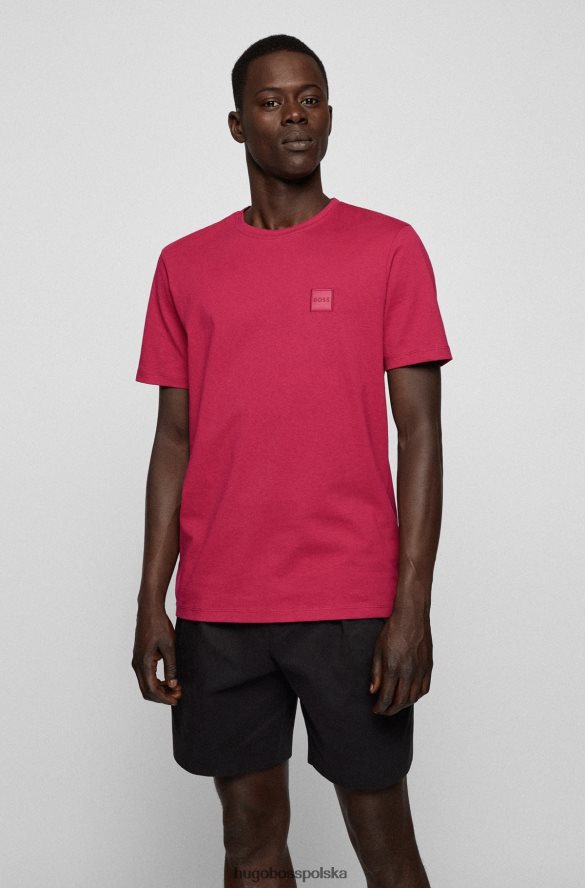 Hugo Boss Hugo T-shirt o swobodnym kroju z bawełnianego dżerseju z różową naszywką z logo różowy R0X0H61581