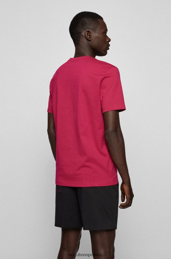Hugo Boss Hugo T-shirt o swobodnym kroju z bawełnianego dżerseju z różową naszywką z logo różowy R0X0H61581