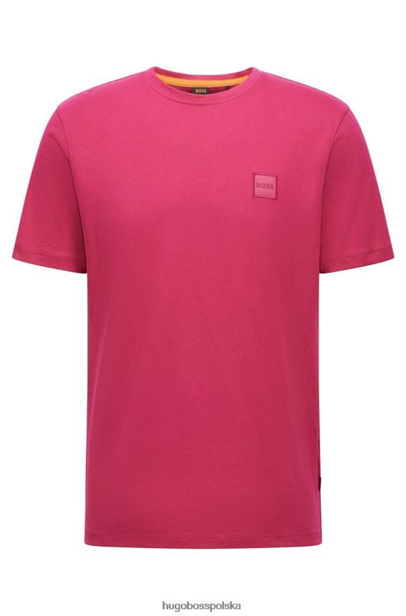 Hugo Boss Hugo T-shirt o swobodnym kroju z bawełnianego dżerseju z różową naszywką z logo różowy R0X0H61581