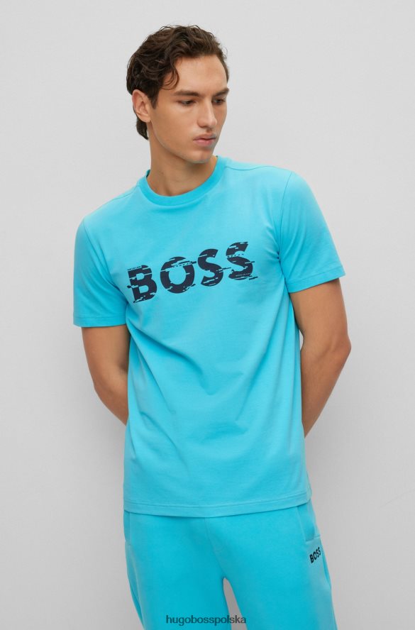 Hugo Boss Hugo T-shirt z elastycznej bawełny z graficznym nadrukiem logo w kolorze jasnoniebieskim jasny niebieski R0X0H63416