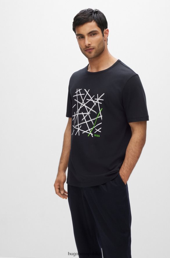 Hugo Boss Hugo bawełniana koszulka o regularnym kroju z grafiką logo w kolorze ciemnoniebieskim ciemny niebieski R0X0H63436