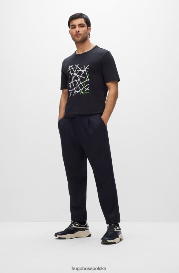 Hugo Boss Hugo bawełniana koszulka o regularnym kroju z grafiką logo w kolorze ciemnoniebieskim ciemny niebieski R0X0H63436
