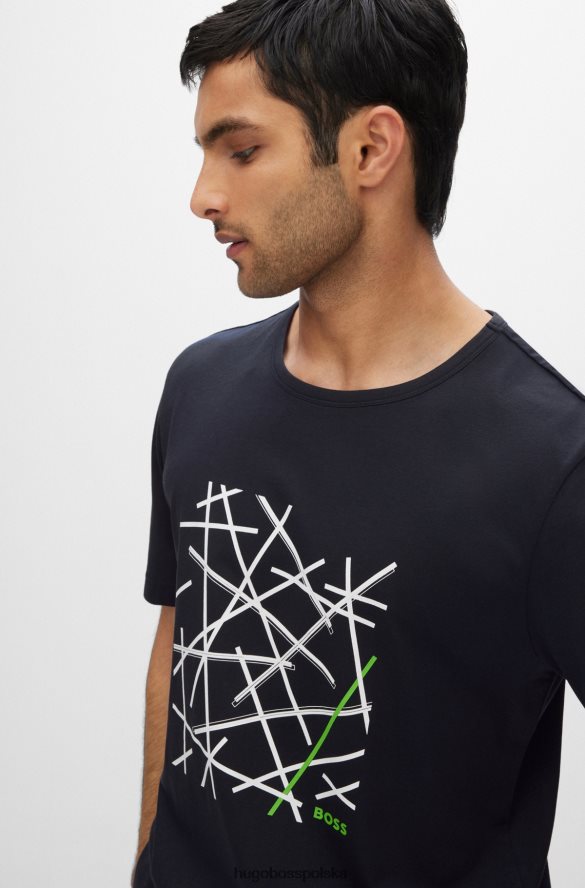 Hugo Boss Hugo bawełniana koszulka o regularnym kroju z grafiką logo w kolorze ciemnoniebieskim ciemny niebieski R0X0H63436