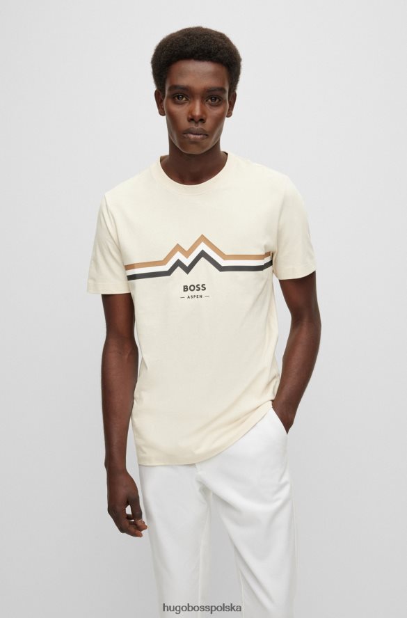 Hugo Boss Hugo biały, bawełniany t-shirt o dopasowanym kroju z grafiką logo biały R0X0H61794